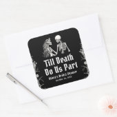Halloween Till Death Do Us Part Vrijgezellenfeest Vierkante Sticker (Envelop)