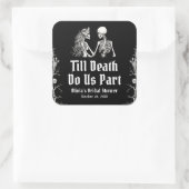 Halloween Till Death Do Us Part Vrijgezellenfeest Vierkante Sticker (Tas)