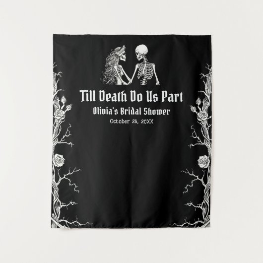 Halloween Till Death Do Us Part Vrijgezellenfeest Wandkleed (Voorkant)