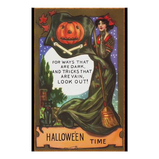 Halloween Time Dark Witch Greeting Poster (Voorkant)