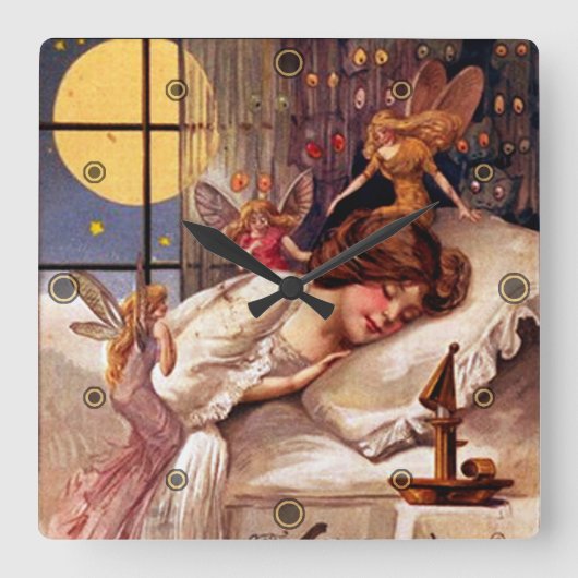  halloween Time Faeries en Slaapmeisjes Vierkante Klok (Voorkant)