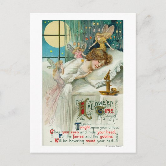 Halloween Time Fairies rond slaapvrouw Briefkaart (Voorkant)