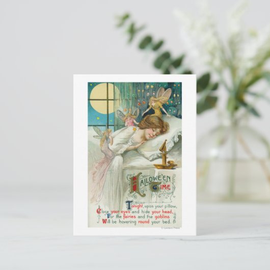 Halloween Time Fairies rond slaapvrouw Briefkaart (Staand voorkant)