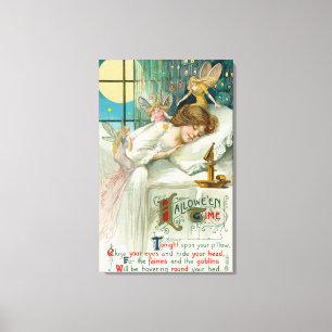 Halloween Time Fairies rond slaapvrouw Canvas Afdruk