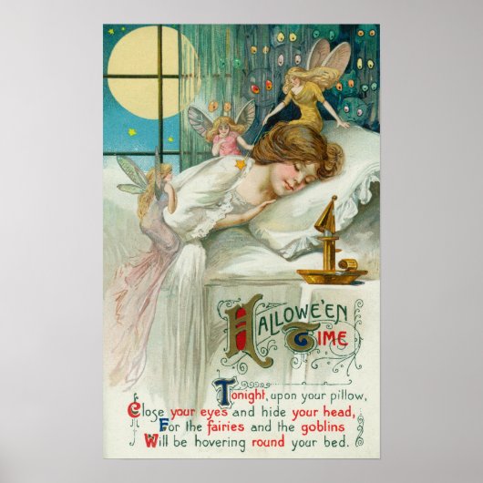 Halloween Time Fairies rond slaapvrouw Poster (Voorkant)