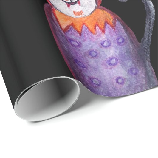 Halloween Time Owl Cat Drawing Wrapping Paper Cadeaupapier (Rol Hoek)