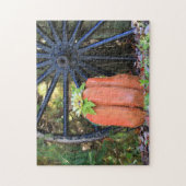 Halloween Time Wood Carved Pumpkin en Wagon Wheel Legpuzzel (Verticaal)