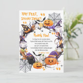 Halloween Tiny Feet, Spooky Sweet Baby shower Bedankkaart (Staand voorkant)
