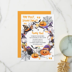Halloween Tiny Feet, Spooky Sweet Baby shower Bedankkaart