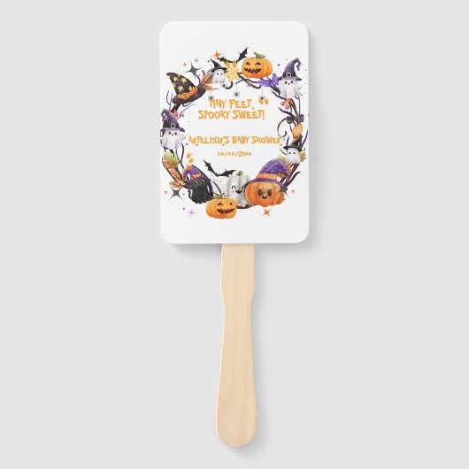 Halloween Tiny Feet, Spooky Sweet Baby shower Handwaaier (Voorkant)