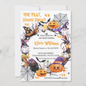 Halloween Tiny Feet, Spooky Sweet Baby shower Kaart (Voorkant)