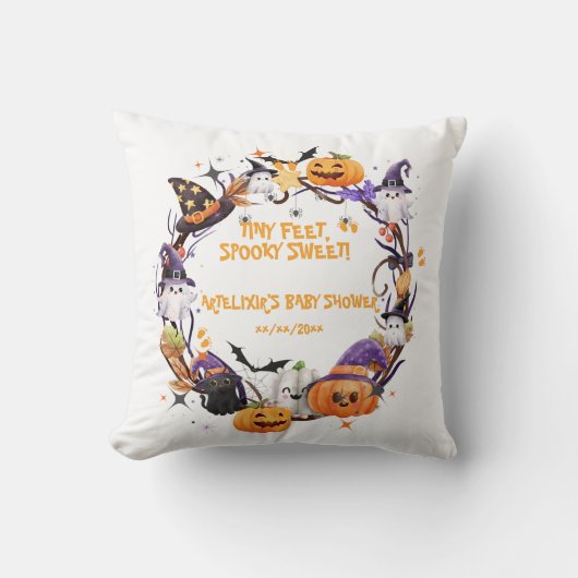 Halloween Tiny Feet, Spooky Sweet Baby shower Kussen (Voorkant)