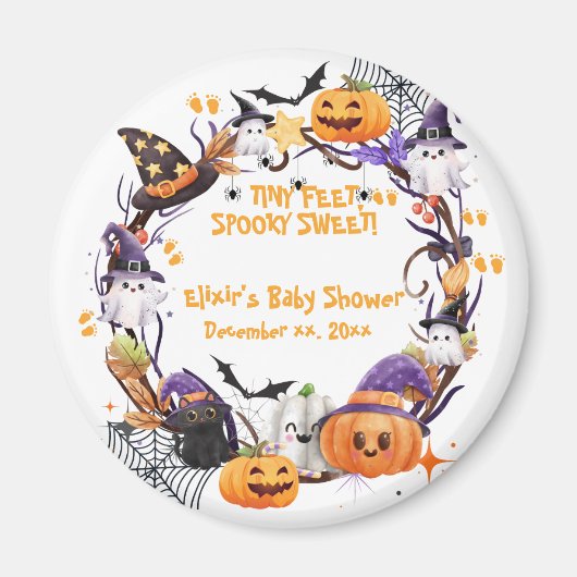 Halloween Tiny Feet, Spooky Sweet Baby shower Magneet (Voorkant)