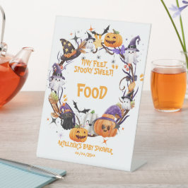 Halloween Tiny Feet, Spooky Sweet Baby shower Reclamebord Met Voetstuk