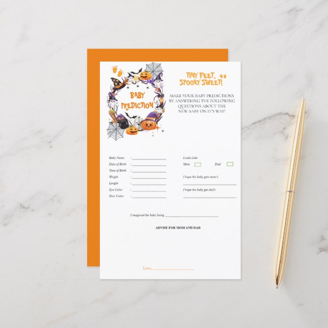 Halloween Tiny Feet, Spooky Sweet Predict Game (Voorkant / Achterkant in situ)