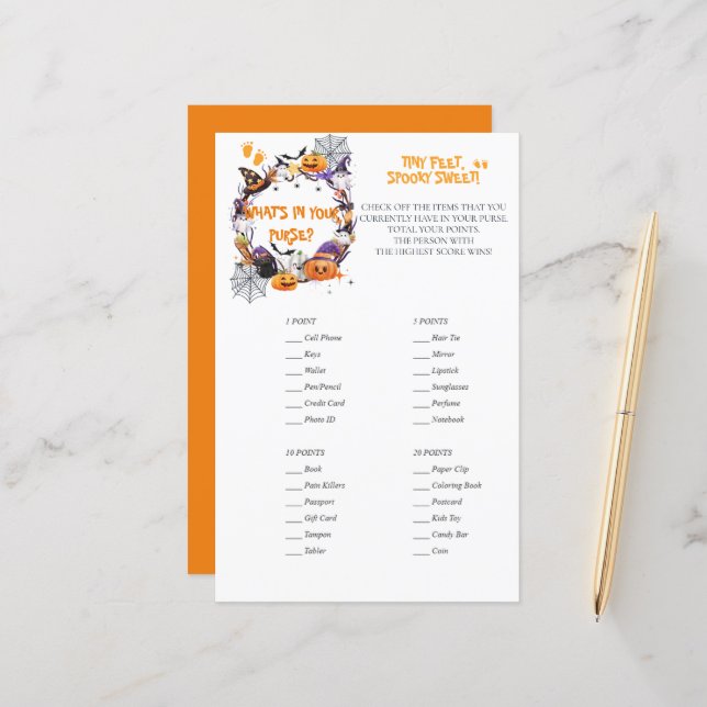 Halloween Tiny Feet, Spooky Sweet Purse Game (Voorkant / Achterkant in situ)