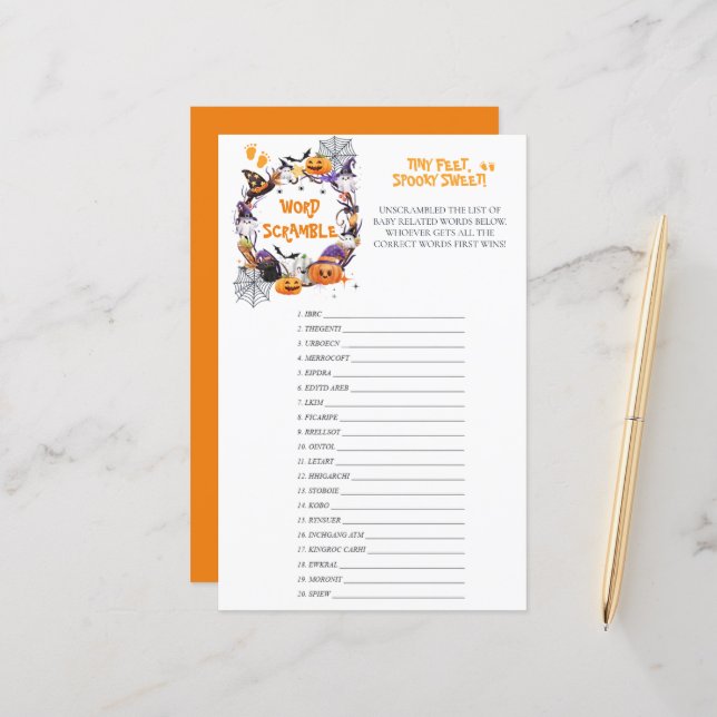 Halloween Tiny Feet, Spooky Sweet Scramble Game (Voorkant / Achterkant in situ)