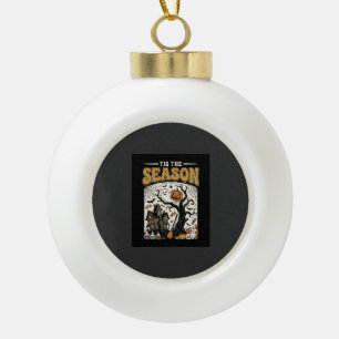 Halloween Tis Het Seizoen Spookhuis Ontwerp_1 Keramische Bal Ornament