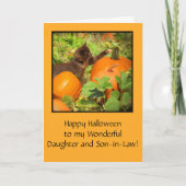 Halloween to Daughter and Son-in-law Cute Cat Kaart (Voorkant)