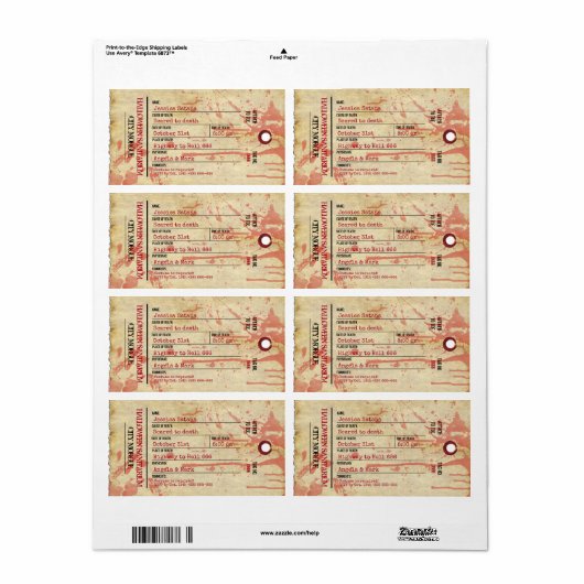 Halloween Toe Label Haunted Sanitarium Party (Full Sheet)