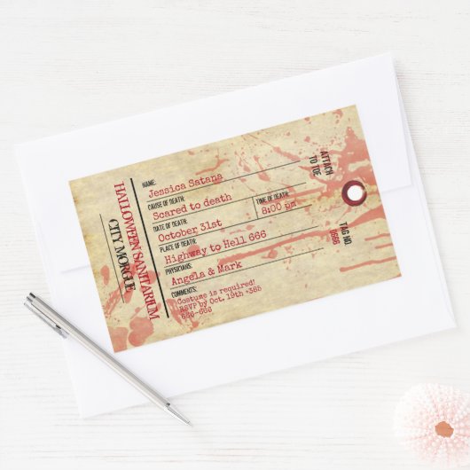 Halloween Toe Label Haunted Sanitarium Party (Envelop)