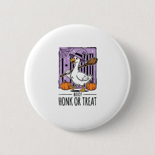 Halloween Toeter of Behandel Heks Gans Ronde Button 5,7 Cm