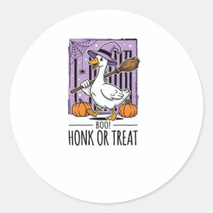 Halloween Toeter of Behandel Heks Gans Ronde Sticker