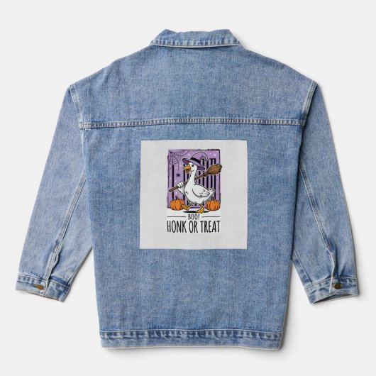 Halloween Toeter of Behandeling Heks Gans Denim Jacket (Achterkant)