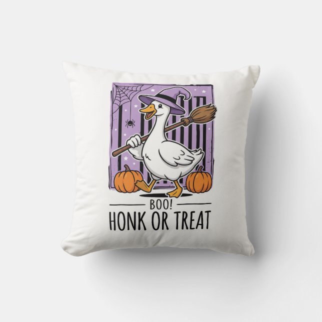 Halloween Toeter of Behandeling Heks Gans Kussen (Voorkant)