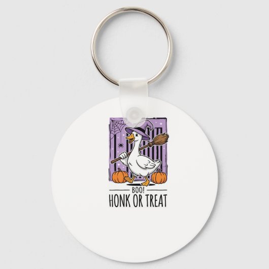Halloween Toeter of Behandeling Heks Gans Sleutelhanger (Voorkant)