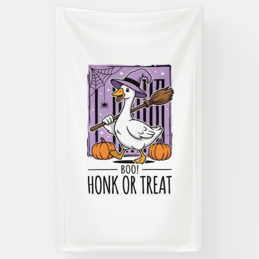 Halloween Toeter of Behandeling Heks Gans Spandoek (Verticaal)
