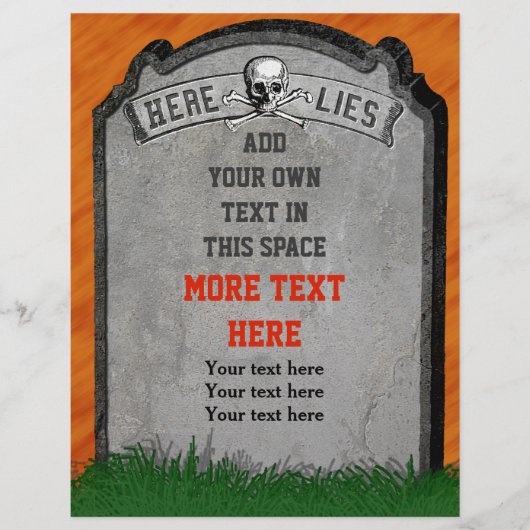 Halloween Tombstone Grave Skull Crossbones Flyer (Voorkant)