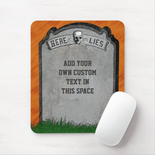 Halloween Tombstone Grave Skull Crossbones Muismat (Met muis)