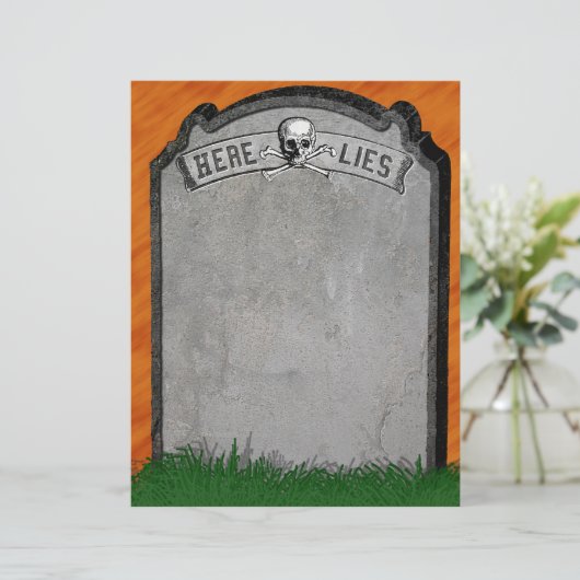 Halloween Tombstone Grave Skull Crossbones Paper (Staand voorkant)