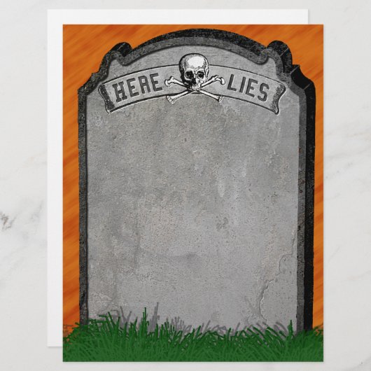 Halloween Tombstone Grave Skull Crossbones Paper (Voorkant / Achterkant)