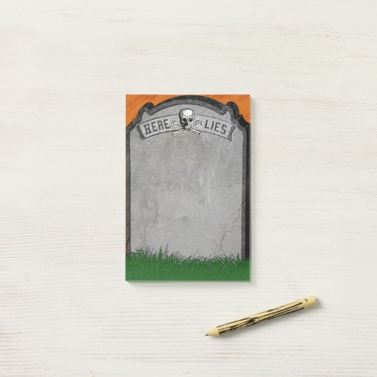 Halloween Tombstone Grave Skull Crossbones Post-it® Notes (Op bureau)