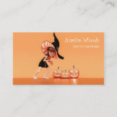 Halloween Toon Meisje met Pompoenen Visitekaartje (Voorkant)