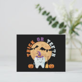 Halloween tooth hat dentist dental assistent trick briefkaart (Staand voorkant)