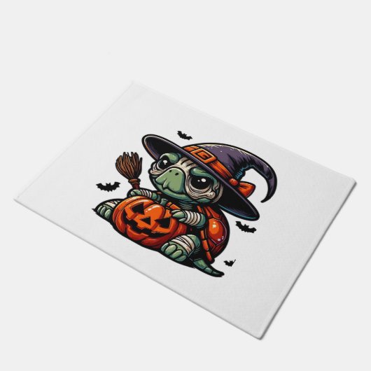 Halloween Tortoise Turtle Witch Hat Costume Spooky Deurmat (Schuin)