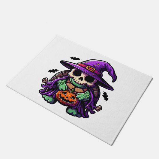 Halloween Tortoise Turtle Witch Hat Costume Spooky Deurmat (Schuin)