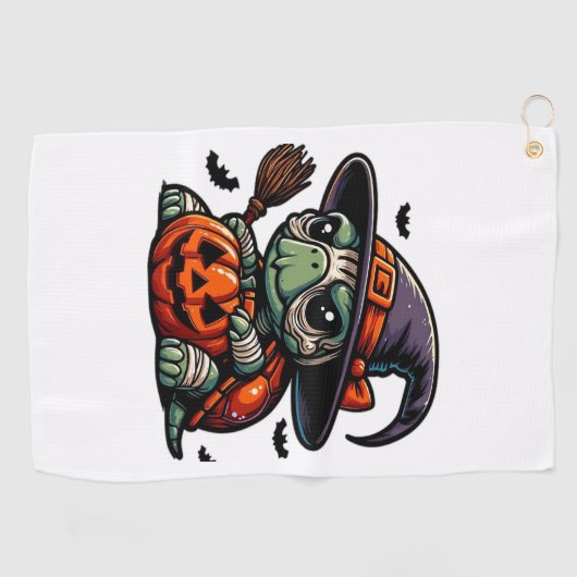 Halloween Tortoise Turtle Witch Hat Costume Spooky Golfhanddoek (Horizontaal)