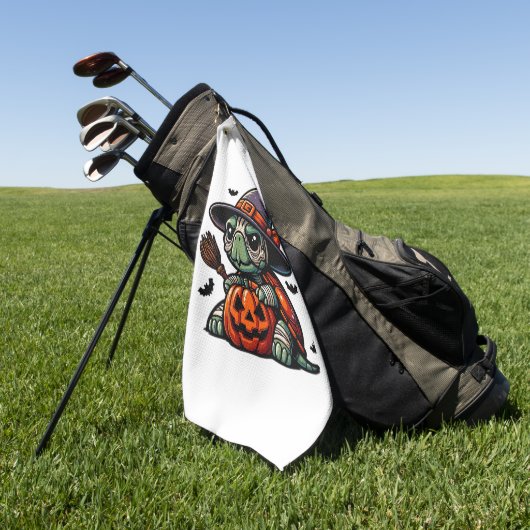 Halloween Tortoise Turtle Witch Hat Costume Spooky Golfhanddoek (Groen)