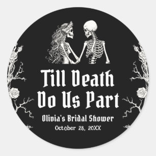 Halloween Tot de Dood Ons Scheidt Bruidsfeest Ronde Sticker