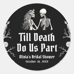 Halloween Tot de Dood Ons Scheidt Bruidsfeest Ronde Sticker
