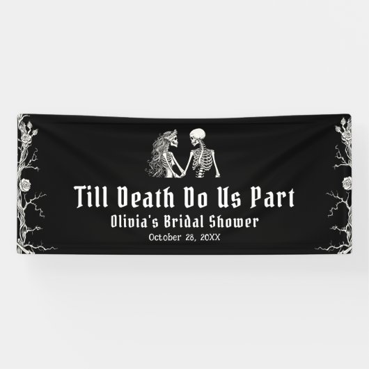 Halloween Tot de Dood Ons Scheidt Bruidsfeest Spandoek (Horizontaal)