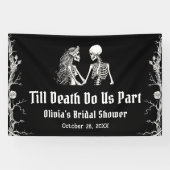 Halloween tot de dood ons scheidt Bruidsfeest Spandoek (Horizontaal)