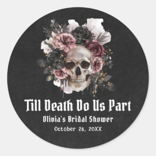 Halloween Tot de Dood Ons Scheidt Bruidsuitnodigin Ronde Sticker