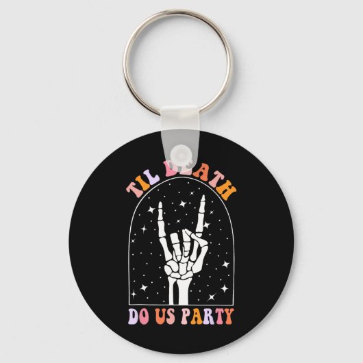 Halloween Tot de Dood Ons Scheidt Retro Bruidsmeis Sleutelhanger (Voorkant)