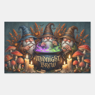 Halloween Tovenaar Kabouters Middernacht Brouw Ket Rechthoekige Sticker