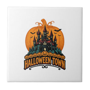 Halloween Town Antieke Geheime Kasteel Pompoen Ont Tegeltje